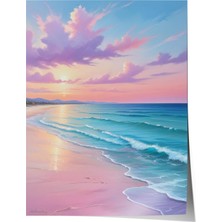 1001 Çerçevesiz Poster Gün Batımı ve Deniz Dalgaları Salon Dekoru Poster 103532, 50 x 70