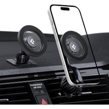 1001 Mag Fit MTF13-1 2in1 Magsafe Uyumlu Araç Içi Torpido ve Havalandırma Telefon Tutucu (Uzun) Koyu