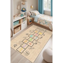 1001 Selan Kadife Modern Desen Kaymaz Pamuk Tabanlı Yıkanabilir Antibakteriyel Çocuk Halısı 100X150