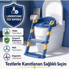 1001 Çocuk Merdivenli Klozet Adaptörü Yükseklik Ayarlı Pratik Tuvalet Eğitici Klozet Oturak Mavi