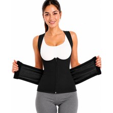 1001 Kadın Termal Sauna Neopren Korsesi Terletici Bel Inceltici Fermuarlı Vücut Şekillendirici Spor
