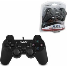1001 Snopy SG-401 USB Kablolu Oyun Kolu, Siyah, Titreşimli, 15 Tuş, 2 Analog, 8 Yön Tetikleyici, 1.8mt