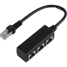 1001 RJ45 Ethernet Splitter Adaptör 1 Erkek 3 Dişi Lan Çoklayıcı Internet Paylaştırıcı Cat5 Cat