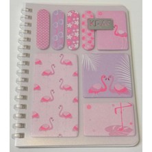 1001 A6 Spiralli Bloknot + Index (Pp) + Yapışkanlı Not Kağıdı Set Flamingo Temalı