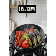 1001 Közmatik Emaye 32 cm Patlıcan Biber, Mısır, Közleme Tavası, Kestanematik, Ocak Üstü Mangal