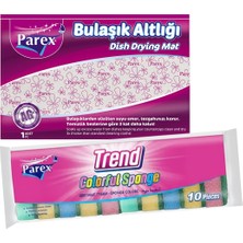 1001 Rengarenk 10'lu Düz Sünger ve Bulaşık Altlığı Paketi