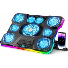 1001 9 Fanlı Laptop Soğutucu, 2800 Rpm Ultra Güçlü Fan, 13-19 Inç Laptoplar Ile Uyumlu, 8 Kademe Y