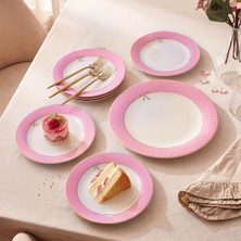 1001 Aryıldız Nila 7 Parça 6 Kişilik Pasta Takımı Pembe