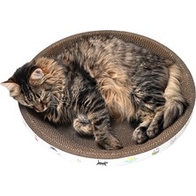 1001 Karton Kedi Tırmalama ve Yatak, Yuvarlak, 45X9 Cm, Kahverengi, Kedi Desenli
