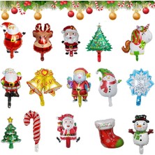 Kuzey Oyuncak Vıp 25 Adet Yılbaşı Mini Folyo Balon Seti Noel Baba Çam Ağacı Kardan Adam Baston 15 Farklı Model Var