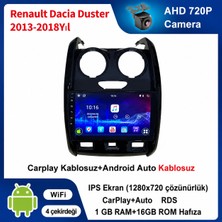 SBAID Dacia Duster 2013-2018 Yıl Uyumlu 1GB Ram 16GB Rom Hafıza Android Kablosuz Carplay Navigasyon Multimedya 9 Inç Ekran Hediye Görüş Kamerası Hediye Çerçevesi 1+16