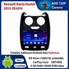 SBAID Dacia Duster 2013-2018 Yıl Uyumlu 8GB Ram 128GB Rom Hafıza Android Kablosuz Carplay Navigasyon Multimedya 9 Inç Ekran Hediye Görüş Kamerası Hediye Çerçevesi