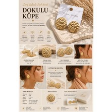 A&B     Dokulu Yuvarlak Altın Renk Küpe