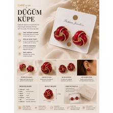 A&B     Kırmızı & Altın Renk Düğümlü Küpe