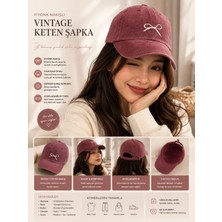 A&B     Fiyonklu Vintage Keten Şapka