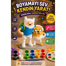 Genç 3D Adventure Time Finn ve Jake 3D Figür Boyama Seti - Dıy Hobi Seti (6 Renk Akrilik Boya ve 2 Fırça Dahil)