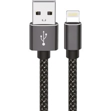Nacario 3 Metre Örgülü USB Şarj ve Data Kablosu, iPhone Için, Hızlı Şarj ve Veri Transferi, Siyah Örgü Naylon Kaplama