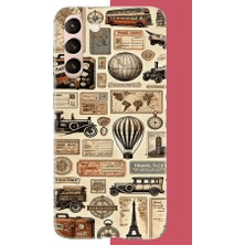 Aksesuarist Samsung Galaxy S21 Uyumlu Vintage Seyehat Baskılı Silikon Kılıf