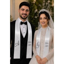 Abroz Home Design Takı Kurdelesi - Nişan Düğün için Kişiye Özel Harfli Krem 6cm eninde 2li Kurdele