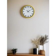 Nurton 36 cm Sarı Dekoratif Duvar Saati
