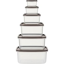 6’lı Saklama Kabı Seti Koyu Kum Beji Kapaklı | 300 ml – 3150 ml Çok Amaçlı Gıda Saklama Kabı | Bpa Içermeyen Şeffaf Plastik