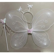 Ronanna Buğz Beyaz Renk Kelebek Kanadı Tacı ve Sopası 50X37 cm BX40
