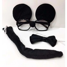Ronanna Buğz Mickey Mouse Gözlüğü Papyonu Kuyruğu Seti BX40