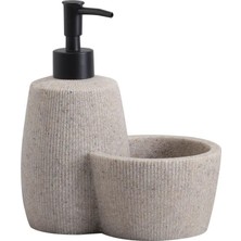 MİEN Taş Renkli Polyresin Hazneli Sıvı Sabunluk Modern Stil ve Kolay Temizlik İçin Uygun
