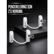Aksiyon Global Beyaz Kablolu Pencere Kilidi 2 Adet Çocuk Koruma ve Pencere Emniyet Aparatı - Lisinya
