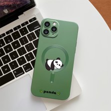 HONTINGA iPhone 11 Pro Max ile Uyumlu Kılıf Magsafe Wireless Düşüme Önleyici Basitlik Anti Düşme Kamera Korumali Panda Desen Silikon Telefon Kılıfı Kadın ve Erkek Için Uygundur K7-1092