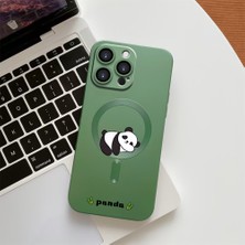 HONTINGA iPhone 13 Pro Max ile Uyumlu Kılıf Magsafe Wireless Düşüme Önleyici Basitlik Anti Düşme Kamera Korumali Panda Desen Silikon Telefon Kılıfı Kadın ve Erkek Için Uygundur K7-1092