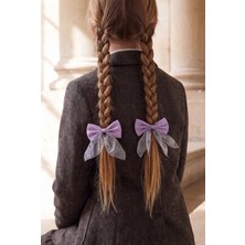 Bony Socks Kız Çocuk Kalpli Fiyonklu 2'li Lastik Toka Lila