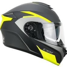 Cgm 568G Ber Dresda Çene Açılır Motosiklet Kaskı Sarı-Gri / S