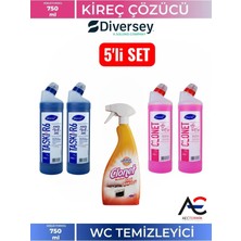 Diversey Clonet 5'li Set Temizlik Paketi 1 Mutfak Yağ Çözücü + 2 Banyo + 2 Tuvalet Temizleyici
