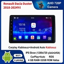 SBAID Dacia Duster 2018-2024 Yıl Uyumlu 4GB Ram 32GB Rom Hafıza Android Kablosuz Carplay Navigasyon Multimedya 10 Inç Ekran Hediye Görüş Kamerası Hediye Çerçevesi 4+32
