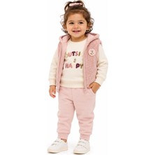 Caramell Çiçek Nakışlı Peluş Yelekli Kız Bebek Takım