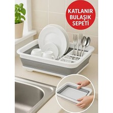 Akn Katlanır Bulaşıklık Su Tahliyeli Tezgah Üstü Tabak Bardak Çatal Kaşık Kurutmalık 36X31 cm