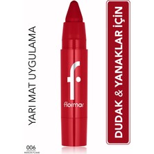 Flormar Lip & Cheek Yarı Mat Bitişli Kremsi Dokulu Yoğun Pigmentli Crayon - 006 Crimson Flame