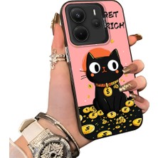 HONTINGA Xiaomi Redmi Note 14 ile Uyumlu Kılıf Silikon Kenar Sert Arka Kamera Koruyucu Basitlik Anti Düşme Kamera Sevgili Çift Kılıf Kedili Kılıf Desen Couple Telefon Kılıfı K1-1772