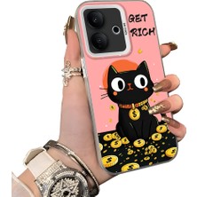 HONTINGA Vivo V60 Lite 5g ile Uyumlu Kılıf Silikon Kenar Sert Arka Kamera Koruyucu Basitlik Anti Düşme Kamera Sevgili Çift Kılıf Kedili Kılıf Desen Couple Telefon Kılıfı K1-1772