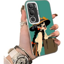 HONTINGA Vivo Y19S ile Uyumlu Kılıf Silikon Kenar Sert Arka Kamera Koruyucu Basitlik Anti Düşme Kamera Sevgili Çift Kılıf Kız Desen Couple Telefon Kılıfı K1-1774