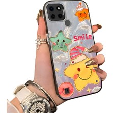 HONTINGA Realme C21Y ile Uyumlu Kılıf Silikon Kenar Sert Arka Kamera Koruyucu Basitlik Anti Düşme Kamera Sevgili Çift Kılıf Yıldız Kılıf Desen Couple Telefon Kılıfı K1-1775
