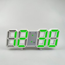 Silabor Dekoratif Dijital LED Masa Duvar Saati 3D Dijital Saat Çalar Saat LED Elektronik Saat  Beyaz Kasa Yeşil Işık