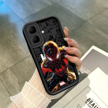 HONTINGA Infinix Smart 10 ile Uyumlu Kılıf Kamera Koruyucu Basitlik Anti Düşme Kamera Korumalı Şirin Kedi Spiderman Kılıf Siyah Desen Yumuşak Silikon Sevgili Çift Telefon Kılıfı K2-0782