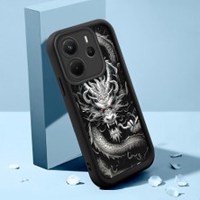 HONTINGA Xiaomi Redmi Note 14 ile Uyumlu Kılıf Kamera Koruyucu Basitlik Anti Düşme Kamera Korumalı Ay ve Yıldız Siyah Desen Yumuşak Silikon Sevgili Çift Telefon Kılıfı K2-0784