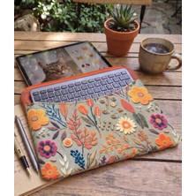 Tadsy Sonbahar Çiçek Desenli Tablet Kılıfı 11-12-13 Inç Şık ve Koruyucu Kılıf Cepli Çok Amaçlı 32X24 cm