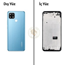 Arsking Oppo A15 Mavi Uyumlu Orta Kasa Full Kasa Kapak Gövde Housing