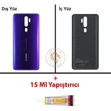 Arsking Oppo A9 2020 Mor Uyumlu Arka Kapak + B7000 Yapıştırıcı Arka Cam Batarya Pil Kapağı Lazer Kesim