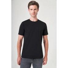 İmza Siyahbisiklet Yaka Kısa Kol Örme Slim Fit Esnek Basic Tişört 1011260184