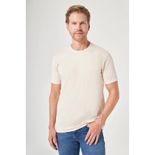 İmza Taş Bisiklet Yaka Kısa Kol Örme Slim Fit Esnek Basic Tişört 1011260184